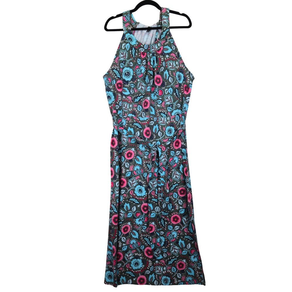 Talbot Floral Halter Maxi Dress Tie Waist Casual Whimsical Summer Vacation